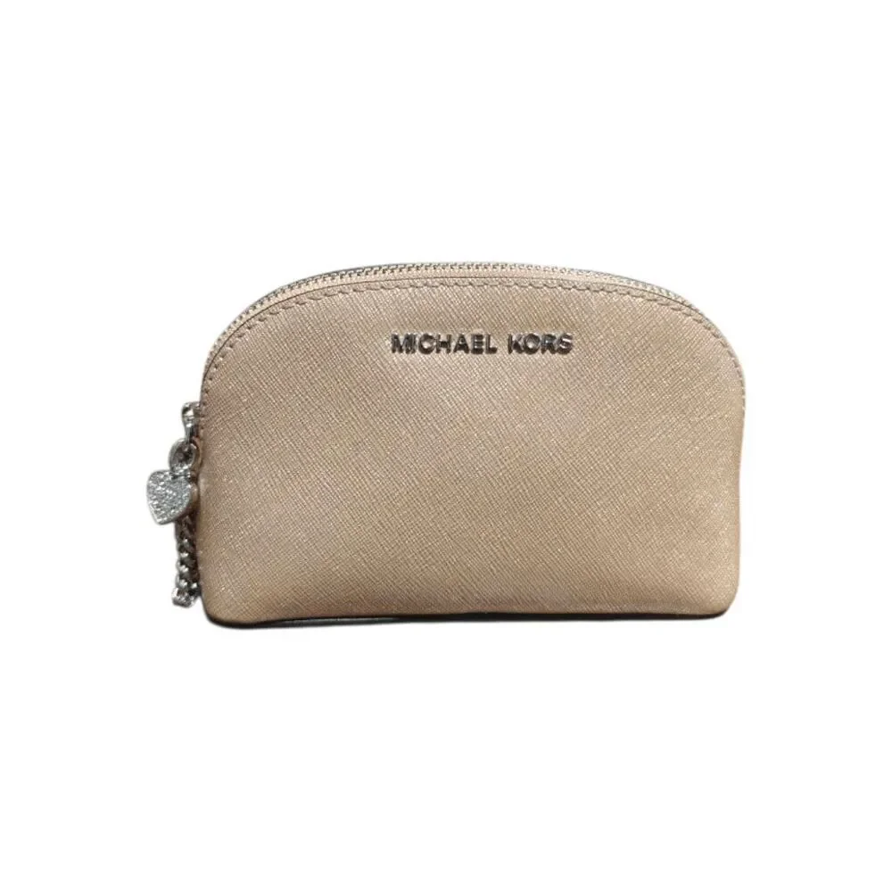 NWOT MICHAEL KORS Rose Gold Saffiano Leather Cosmetic Bag